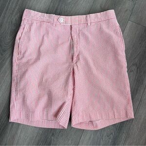 Charleston Khakis Classic Red Pink Striped Men's Seersucker Shorts 34R